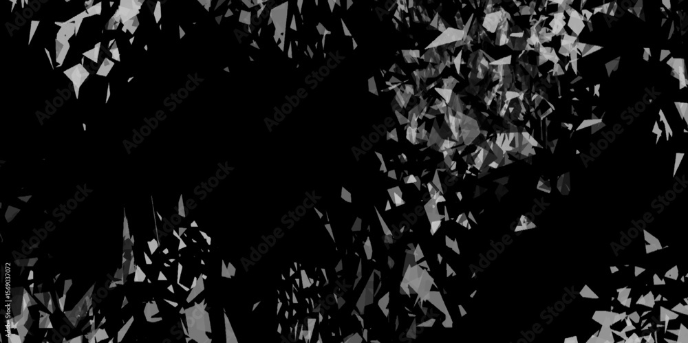 Poster abstract black shattered glass texture vector background featuring chaotic geometric fragments and d