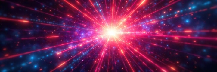 Naklejka premium Vibrant Multicolored Energy Burst Abstract Glowing Nebula Explosion Radiating Outwards, Perfect for Sci-Fi, Technology, and Energy Designs