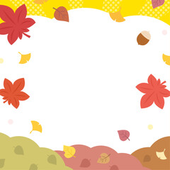 秋の紅葉、正方形の背景イラスト