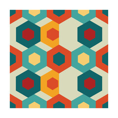 Geometric Seamless Pattern with Hexagons and Squares
