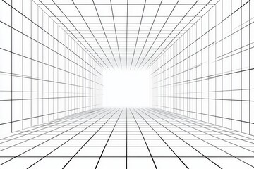 Abstract perspective grid tunnel interior