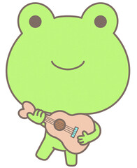 Baby Cute Green Frog playing Guitar