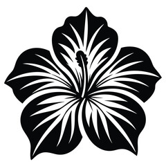 Black and white abstract floral ornament with decorative leaves and vintage swirl pattern