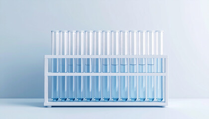 "3D Render of PCR Test Tube Rack in Laboratory Scene on Clean Background – Medical and Scientific Concept"