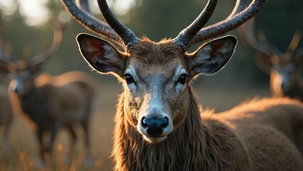 Close up of deer head in natural scenery