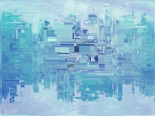 Abstract glitch background. Architecture or data blocks and glitching.