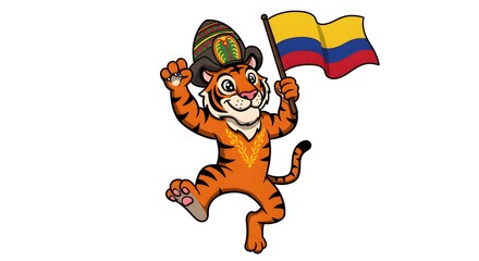 Tiger Soldier Holding Colombian Flag