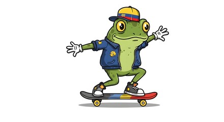 Frog Skater Wearing Goggles and Cap