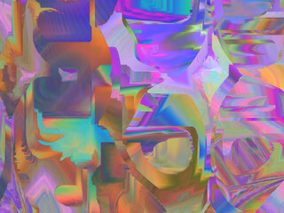 Glitch art, data error. Abstract iridescent holographic background. Glitched distorted pattern.