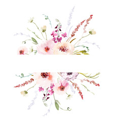 Watercolor Floral Frame – Wildflower Boho Arrangement