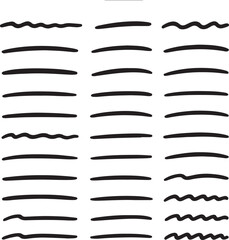 Collection of Black Handwritten Underlines on Textured Background