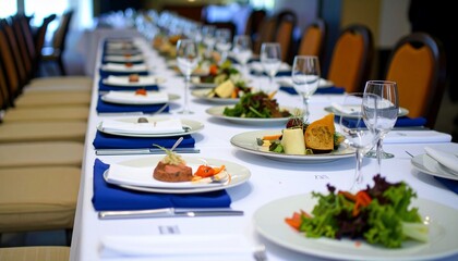 Elegant Long Table Setting for a Formal Dinner