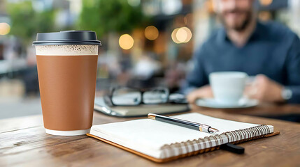 Coffee break reflection urban  close-up image cozy environment inspirational viewpoint productivity concept