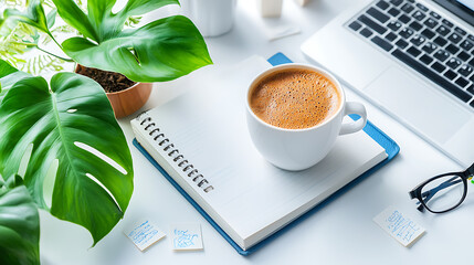 Morning coffee ritual home office still life cozy environment close-up productivity enhancer