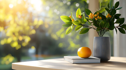 Sunlit indoor still life with citrus modern home photography calm close-up serenity