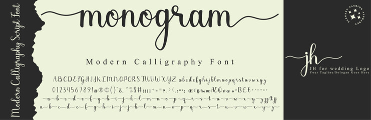 calligraphy Stylish Script Font alphabet With JH logo