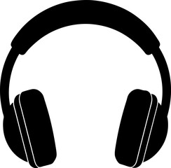 headphones on white background, headphone black silhouette vector with white background. Electronic device, gadgets vector