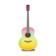 Rainbow Acoustic Guitar Illustration for Music and Creative Projects