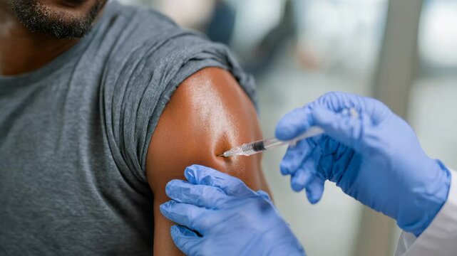 Man getting a shot in his arm