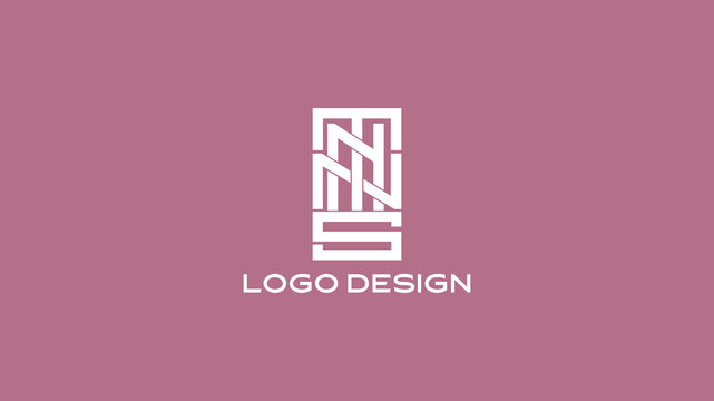 TNNS Monogram Logo in Maze Style Typography &ndash; Unique Vertical Letter Design for Creative Branding