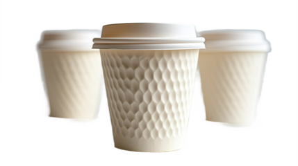 A comforting sight of warm coffee in three disposable cups inviting you to pause and savor life s
