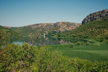 High angle view of the river in Krka National Park