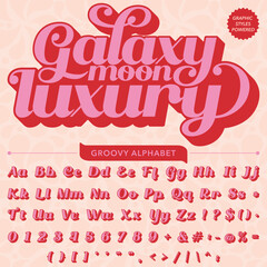 Serif Groovy Retro Vintage Script Bold Font alphabet vector file