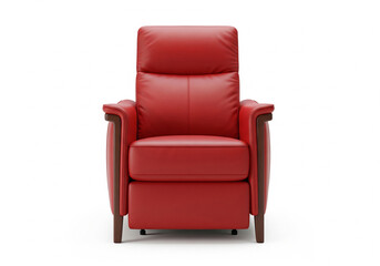 Modern red leather armchair isolated on white background