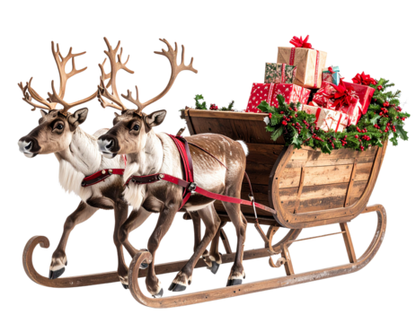 Reindeer Pulling Sleigh – Classic Holiday