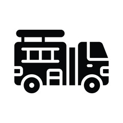 Easy to edit glyph icon of firefighter rescue truck