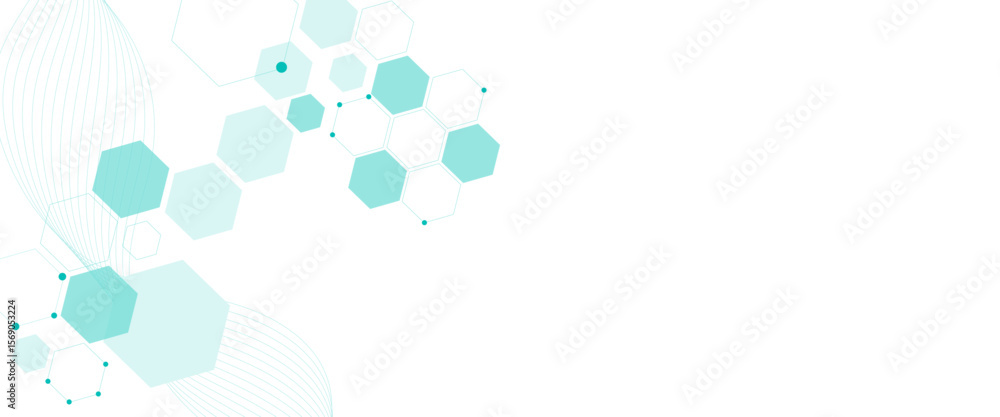 Poster vector hexagons pattern. geometric abstract background with simple hexagonal elements. medical, tech