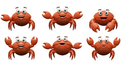 Obraz premium Cartoon crab characters collection