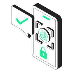 fingerprint recognition isometric illustration