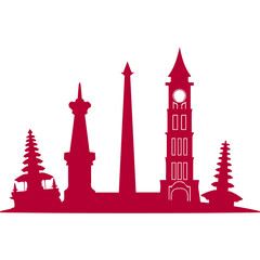 Obraz premium Indonesian Building Monuments Silhouette