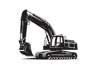 Excavator silhouette vector, Excavator icon illustrator