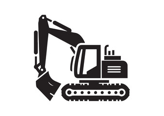 Excavator silhouette vector, Excavator icon illustrator
