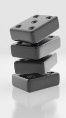 Stack of Four Black Rectangular Blocks with Holes