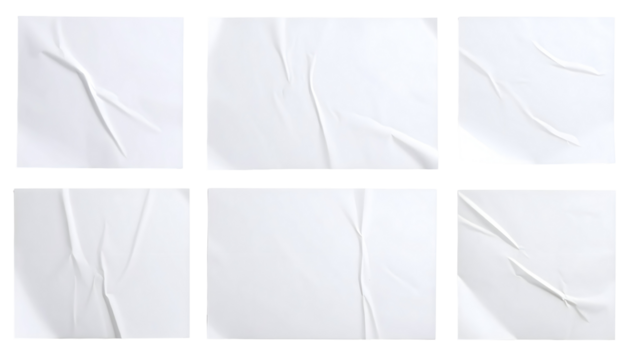 Rippled White Poster Paper Texture Set.