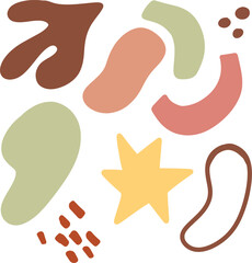 Abstract organic shapes in earth tones and pastel colors for creative compositions