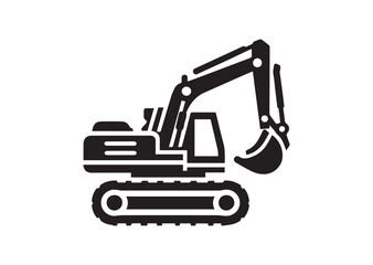 Naklejka premium Excavator silhouette vector, Excavator icon illustrator