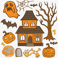 Haunted House Halloween Decoration Vector | Creepy Spooky EPS Illustration


