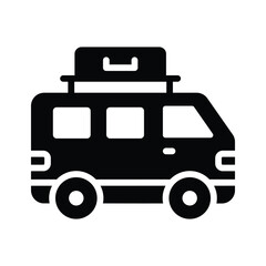 Grab this glyph icon of comfortable travel van