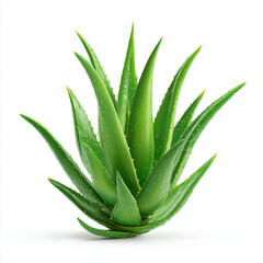Fototapeta premium A close up shot of an aloe vera plant with green leaves on a white background in a studio setting