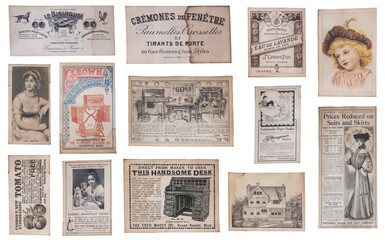 vintage ephemera, paper-based items originally meant to be used brief-cards, tickets, ads—that...
