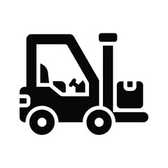 Well crafted glyph icon of industrial forklift machine