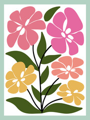 Obraz premium Curved floral composition in retro palette perfect for abstract posters, cards, and textile prints