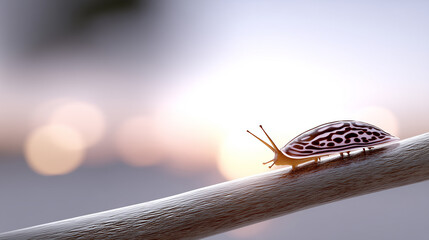Striking Patterned Slug on a Branch at Sunset