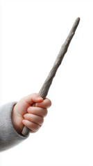 Baby Hand Holding Magical Wand on White Background