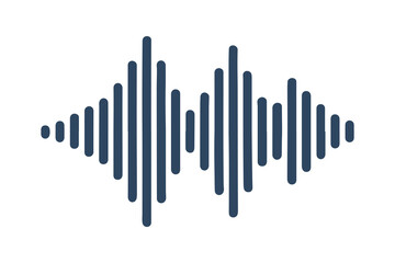 Audio Waveform Vector Icon. Sound Wave Symbol Isolated on White Background, Music Equalizer Graphic for Audio Apps, Podcasts, and Media Design