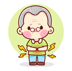 Obraz premium Cute Senior Man with Wrist Pain Cartoon vector Illustration